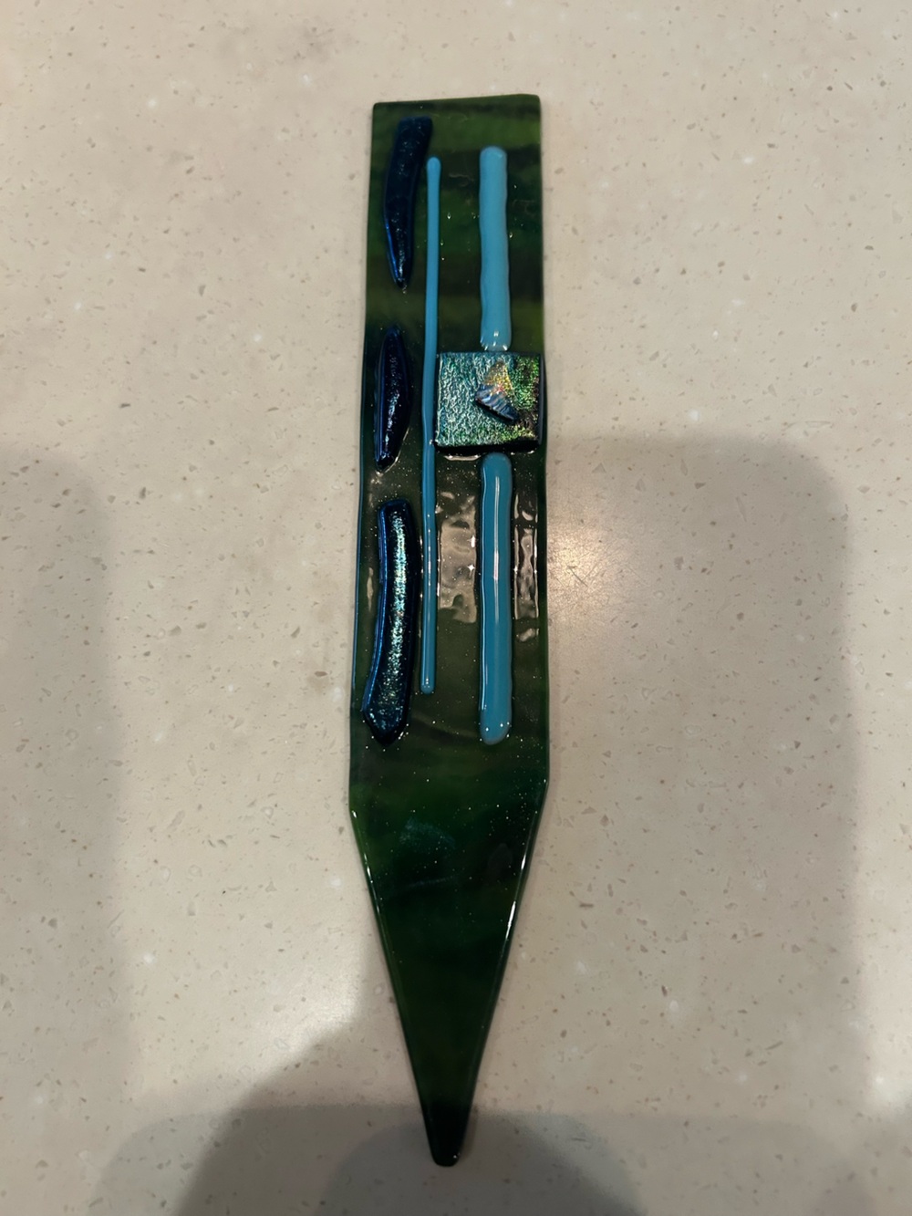 Handmade Green and Blue Fused Glass Decorative Accent